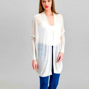 Polo Ralph Lauren Linen Blend Open Front Drop Shoulder Cardigan Cover Up Sz M